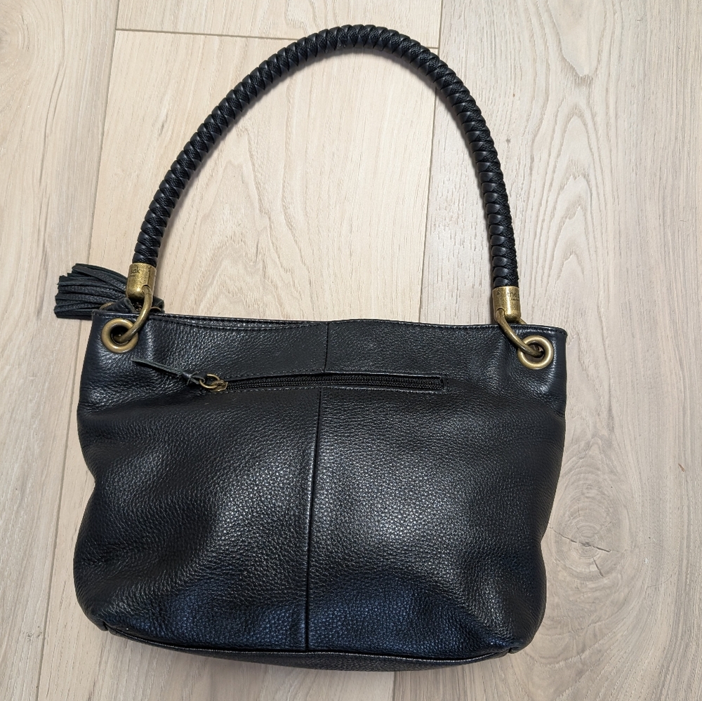 The Sak Black Leather Shoulder Bag with Braided Handle - Picture 2 of 11